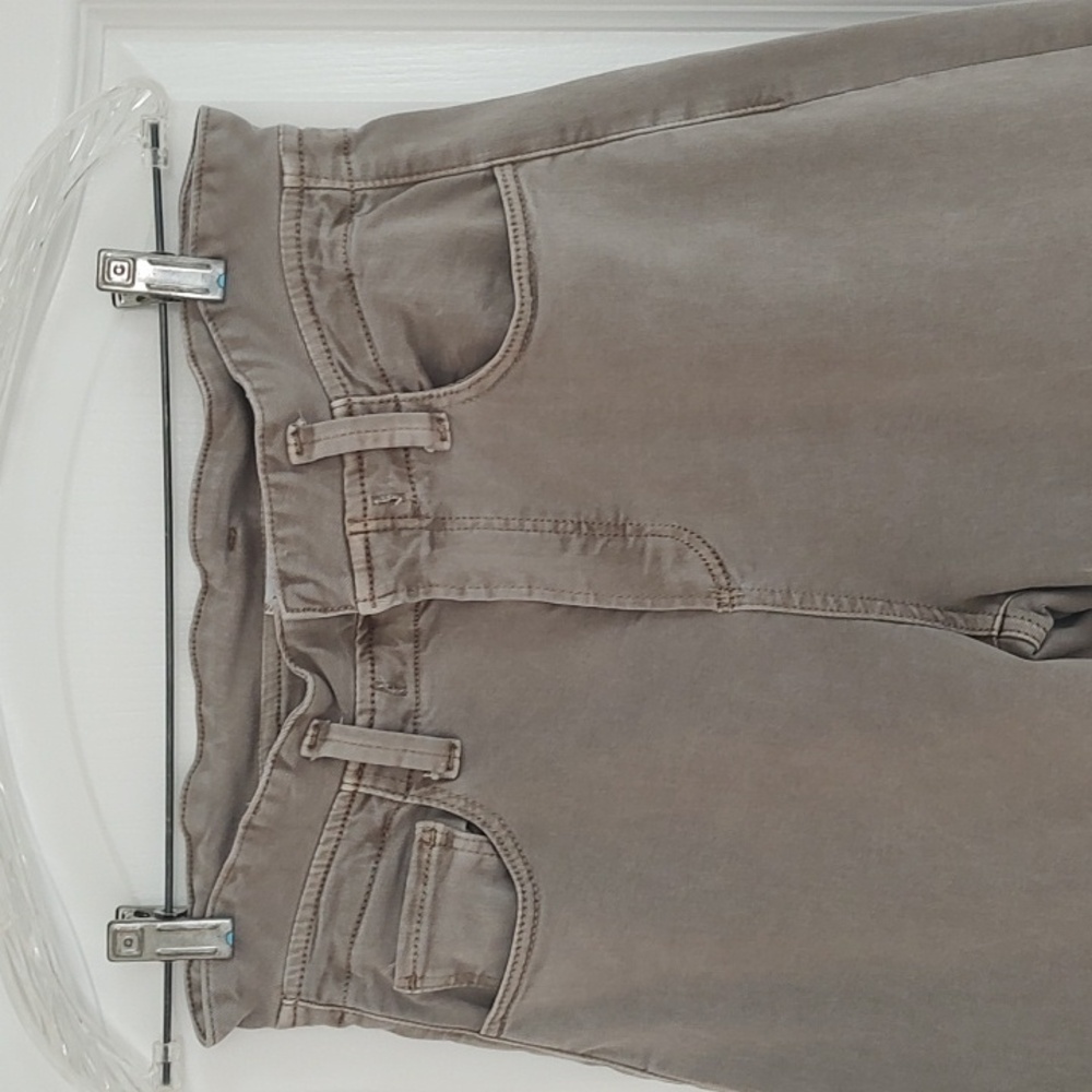 Paige High Rise Wide Leg Moss Taupe Brown Jeans Stretch Sz 26 Inseam 27.75 CARLY - Picture 3 of 12